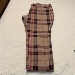 New York & Company Plaid Trousers Tan & Red Ankle length pants PreOwned Size XL